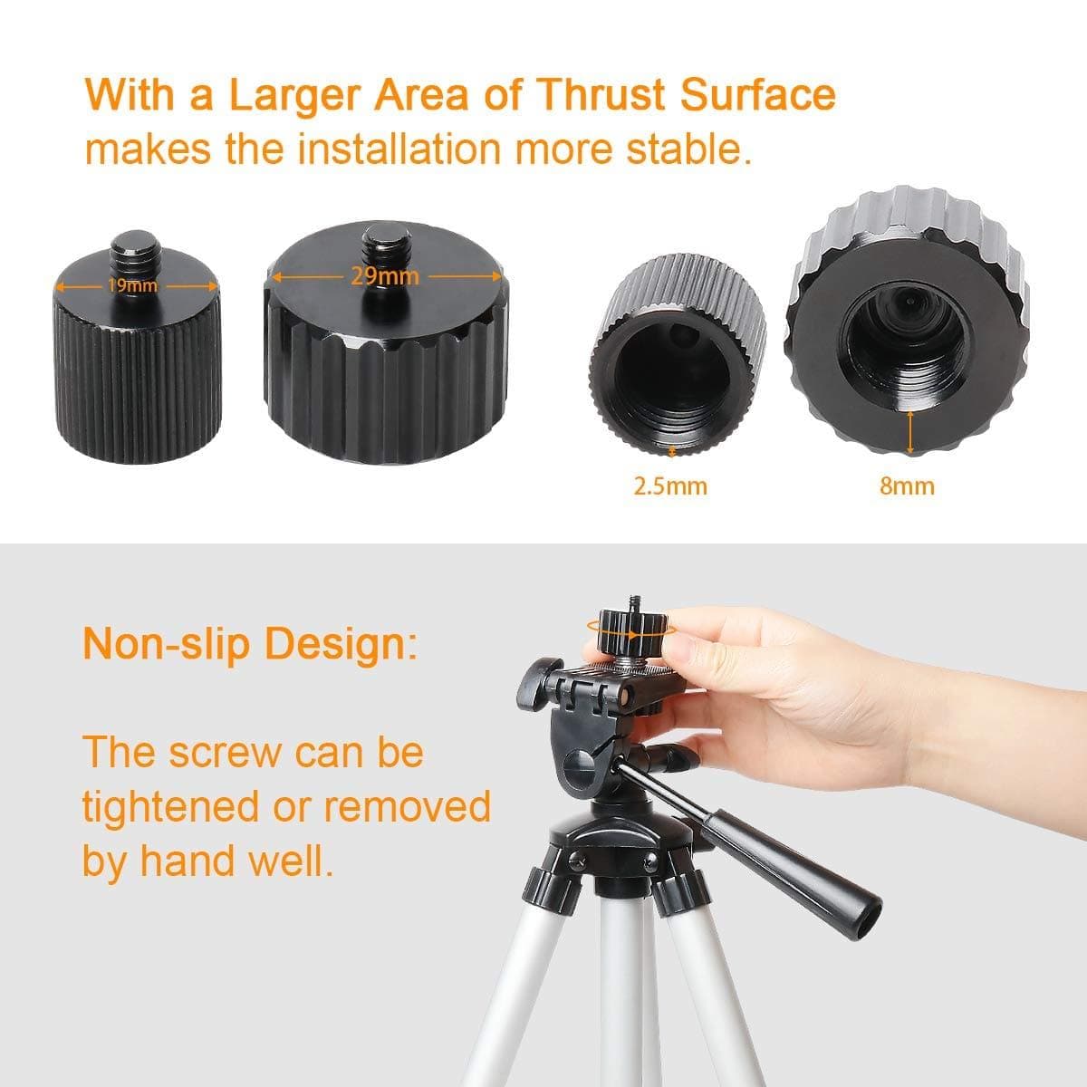HUEPAR Thread Adapter 5/8\"-11 Female to 1/4\"-20 Male for Tripods - Spare Parts - Spare Parts